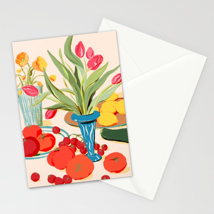 Fresh Tomatoes and Flowers Stationery Card Gallery Image 2