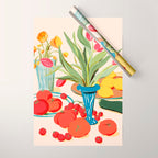 Fresh Tomatoes and Flowers Wrapping Paper Gallery Image 1
