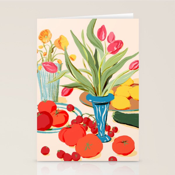 Fresh Tomatoes and Flowers Stationery Card Gallery Image 2