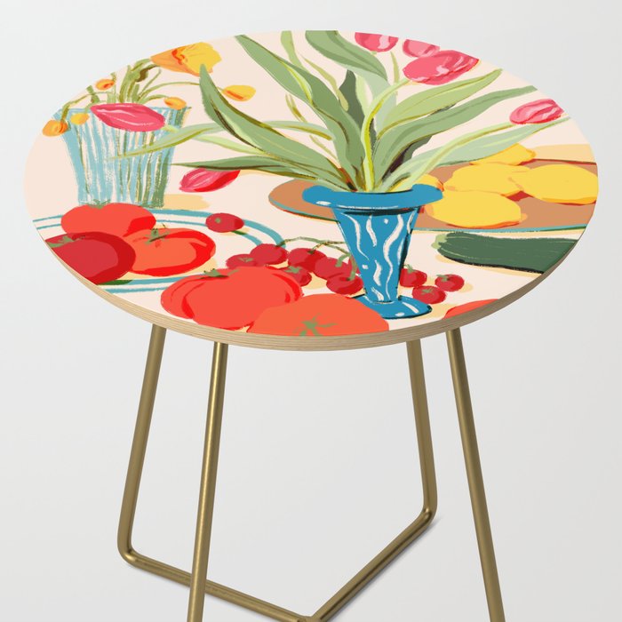 Fresh Tomatoes and Flowers Side Table Gallery Image 2