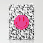 Cute Pink and Red Smiley Face on Black and White Background Stationery Card Gallery Image 2