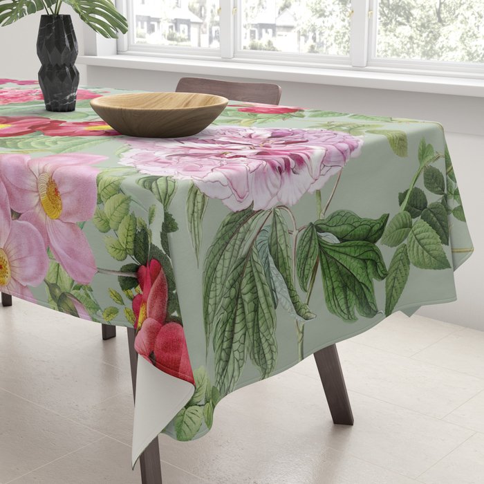 Pink Bloom Botanical Collage Tablecloth Gallery Image 3