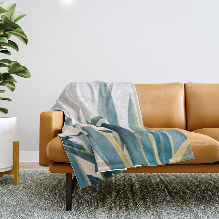 Coastal Agave Cactus Throw Blanket Gallery Image 1