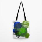 Modern Mid Century Fun Colorful Abstract Minimalist Painting Shapes & Patterns Swamp Monster Greens Tote Bag Gallery Image 2