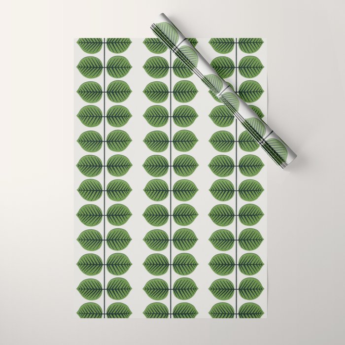 Green Leaves - Vintage Midcentury Modern Botanical Pattern Wrapping Paper Gallery Image 1
