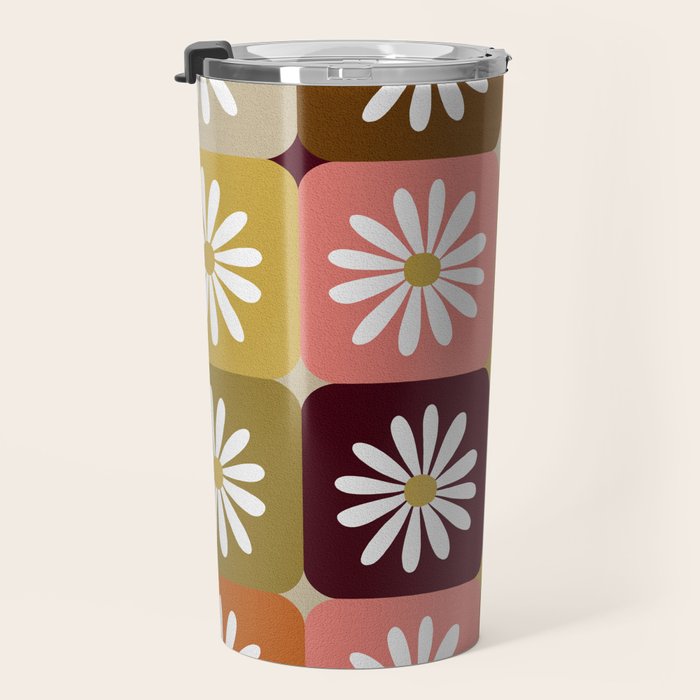 Checkered Daisies - 70s Citrus Travel Mug Gallery Image 3