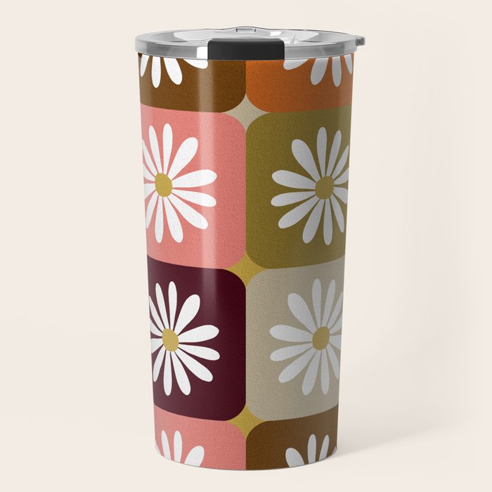 Checkered Daisies - 70s Citrus Travel Mug Gallery Image 1