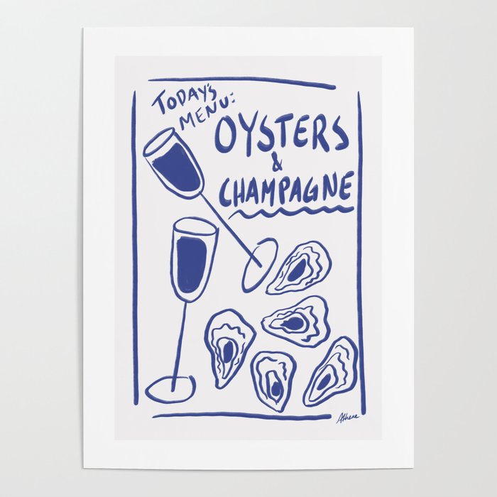 Oysters and Champagne - Coastal Art Poster Gallery Image 1