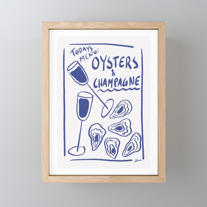 Oysters and Champagne - Coastal Art Mini Art Print Gallery Image 1