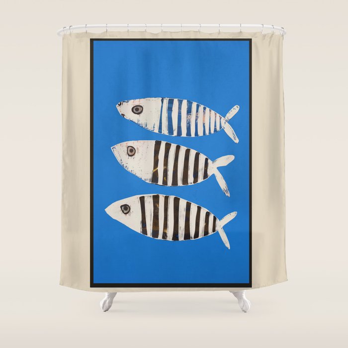 Bold Stripes Beneath the Surface Shower Curtain Gallery Image 1