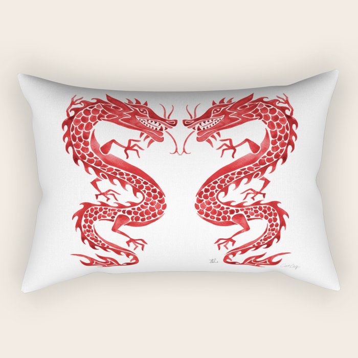 Chinese Dragon - Crimson Palette Rectangular Pillow Gallery Image 1