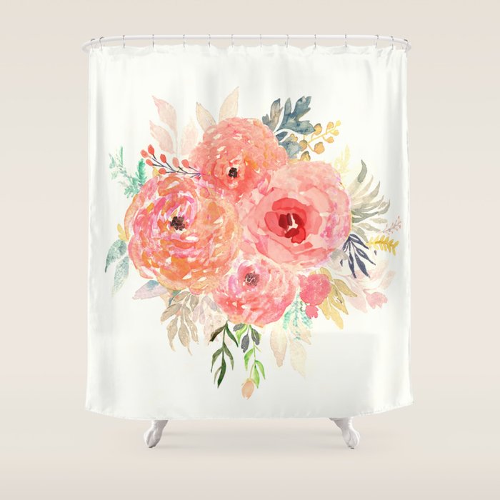 Pink Flower Bouquet Shower Curtain Gallery Image 1