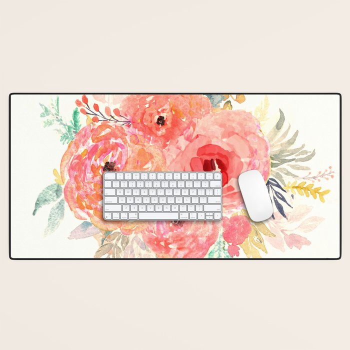Pink Flower Bouquet Desk Mat Gallery Image 1