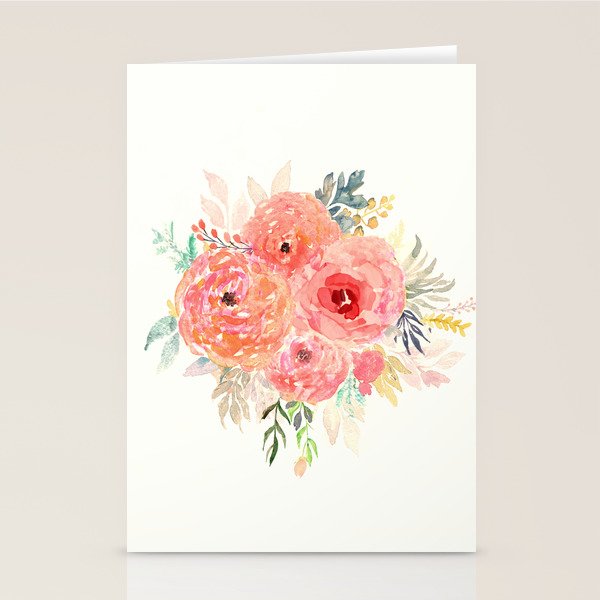Pink Flower Bouquet Stationery Card Gallery Image 1
