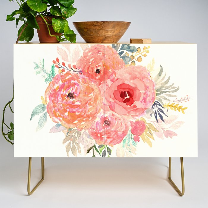 Pink Flower Bouquet Credenza Gallery Image 1