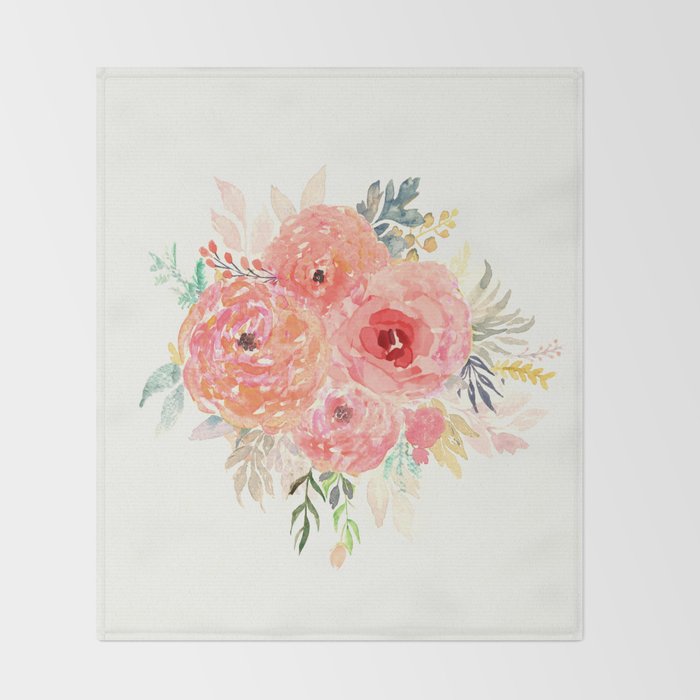 Pink Flower Bouquet Throw Blanket Gallery Image 2
