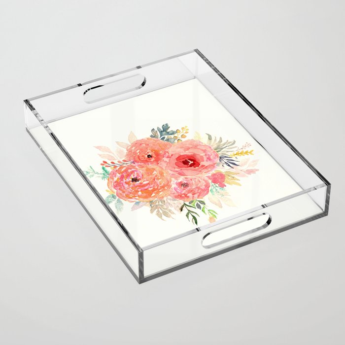 Pink Flower Bouquet Acrylic Tray Gallery Image 1