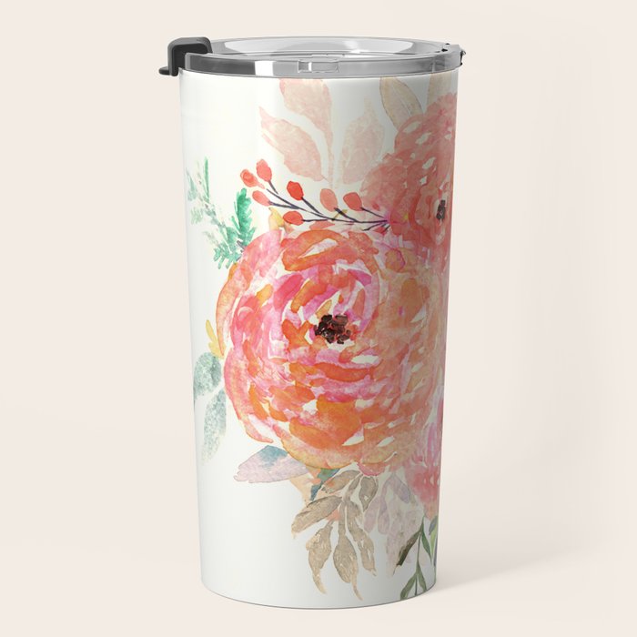 Pink Flower Bouquet Travel Mug Gallery Image 3