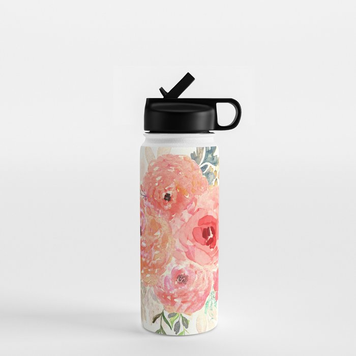 Pink Flower Bouquet Water Bottle Gallery Image 1