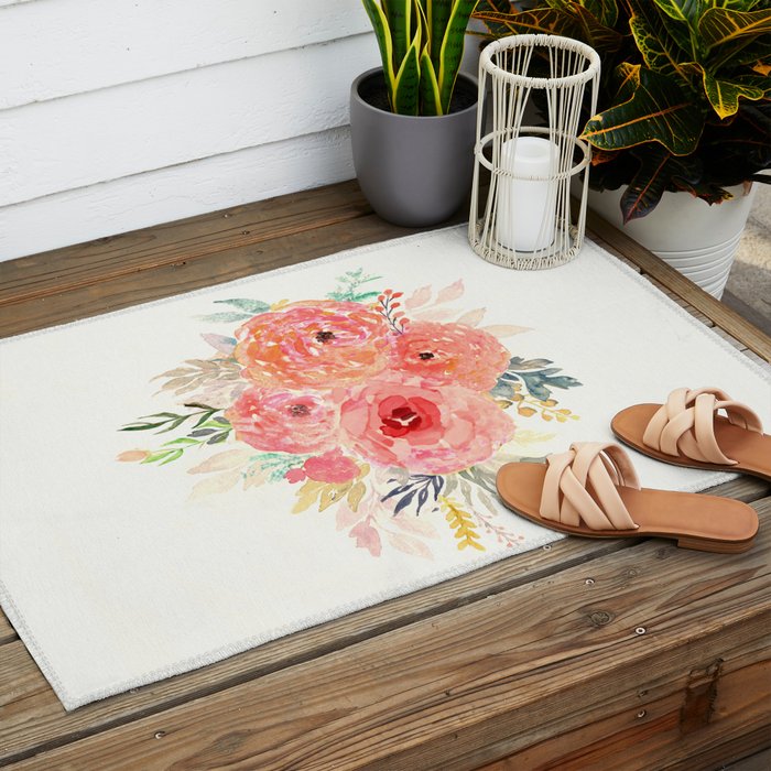 Pink Flower Bouquet Outdoor Rug Gallery Image 2