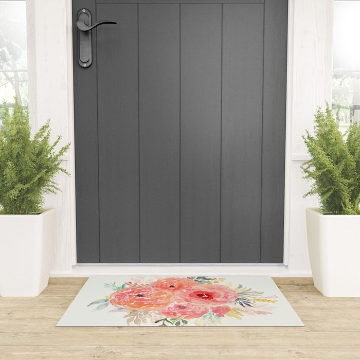 Pink Flower Bouquet Welcome Mat Gallery Image 3