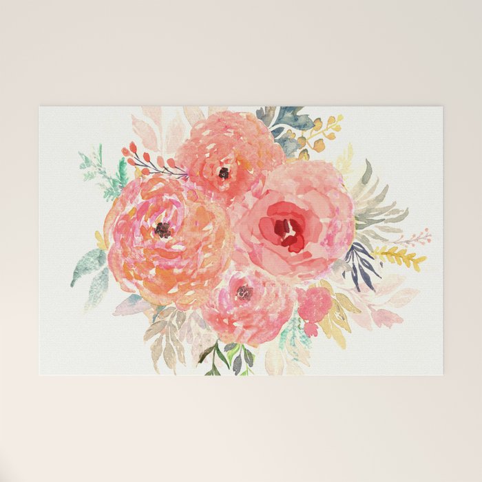 Pink Flower Bouquet Welcome Mat Gallery Image 1