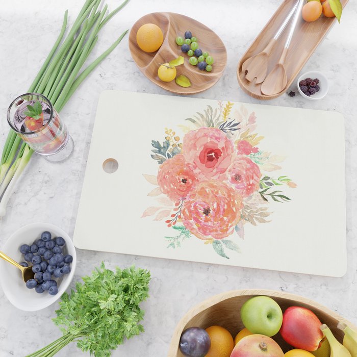 Pink Flower Bouquet Cutting Board Gallery Image 2