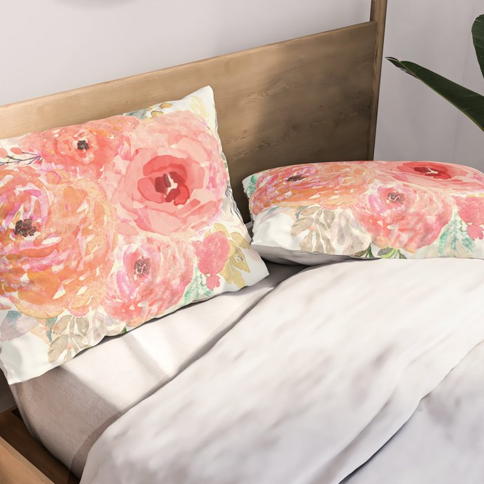 Pink Flower Bouquet Pillow Sham Gallery Image 2