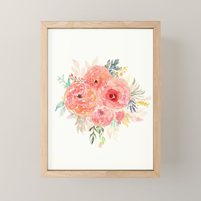 Pink Flower Bouquet Mini Art Print Gallery Image 1