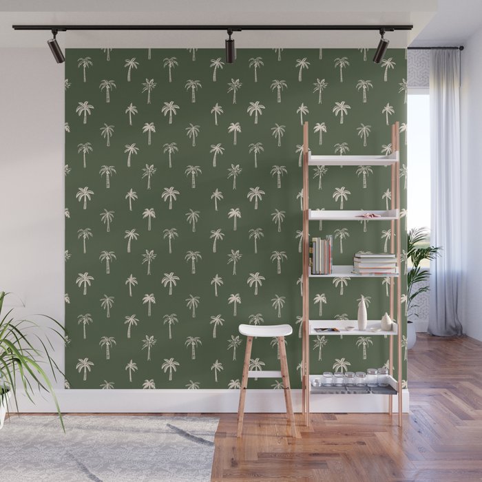 Vintage tropical palm tree beach pattern Wall Mural Gallery Image 1