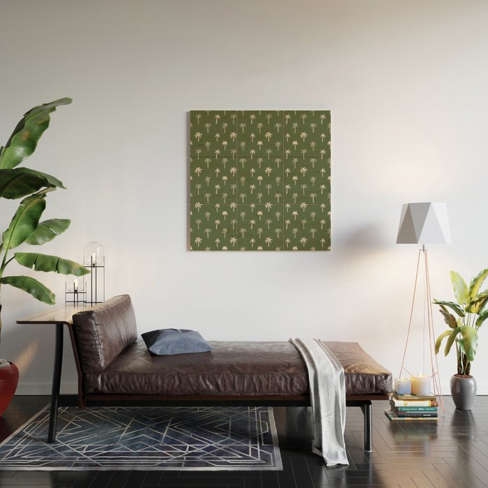 Vintage tropical palm tree beach pattern Wood Wall Art Gallery Image 2