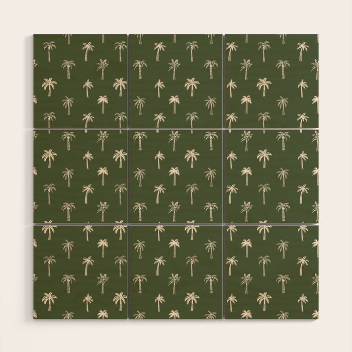 Vintage tropical palm tree beach pattern Wood Wall Art Gallery Image 1