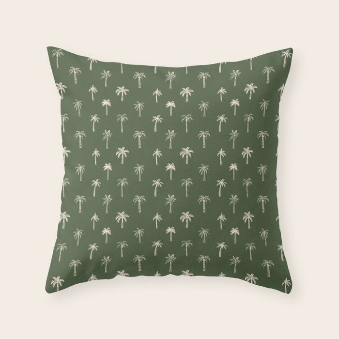 Vintage tropical palm tree beach pattern Throw Pillow Gallery Image 1