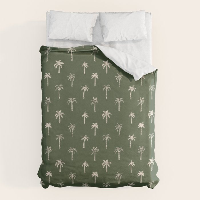 Vintage tropical palm tree beach pattern Duvet Cover Gallery Image 1