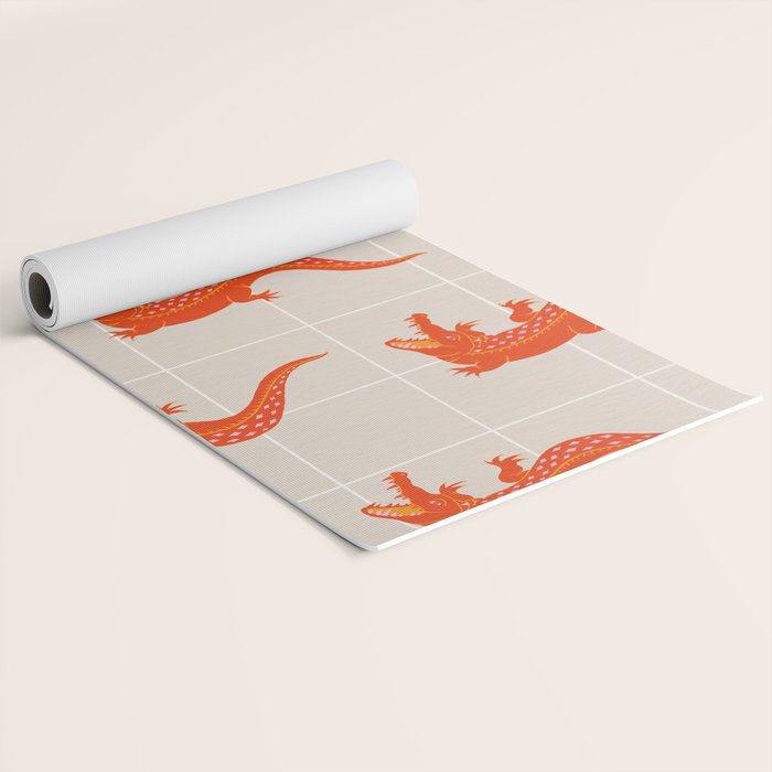 Crocodile - Orange & Pink Yoga Mat Gallery Image 2
