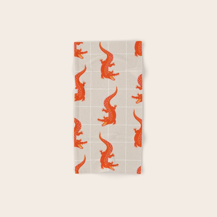 Crocodile - Orange & Pink Bath Towel Gallery Image 1