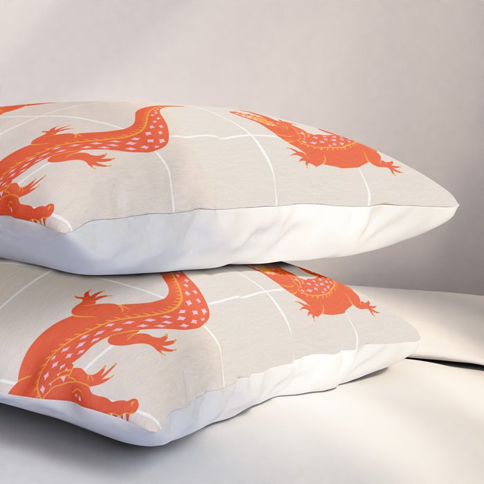 Crocodile - Orange & Pink Pillow Sham Gallery Image 3