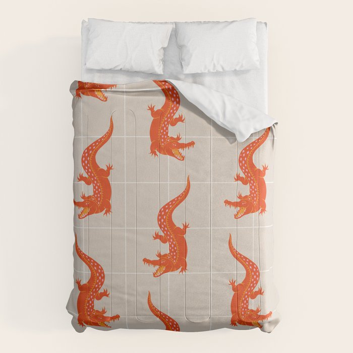Crocodile - Orange & Pink Comforter Gallery Image 1