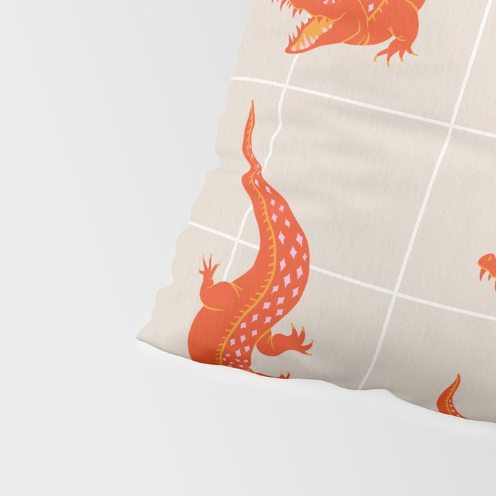 Crocodile - Orange & Pink Pillow Sham Gallery Image 4
