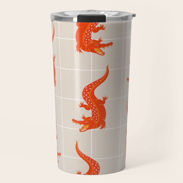 Crocodile - Orange & Pink Travel Mug Gallery Image 1