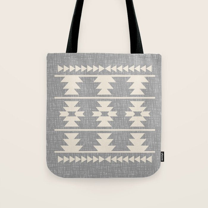 Southwestern Pattern 131 Gray and Beige Tote Bag Gallery Image 1