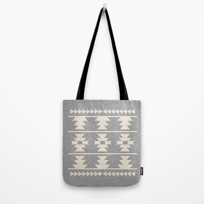 Southwestern Pattern 131 Gray and Beige Tote Bag Gallery Image 2