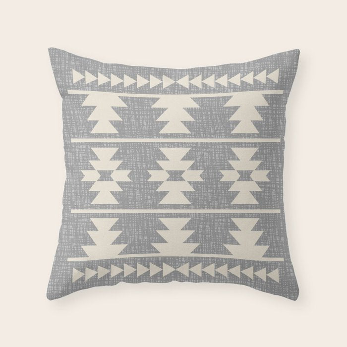 Southwestern Pattern 131 Gray and Beige Throw Pillow Gallery Image 6