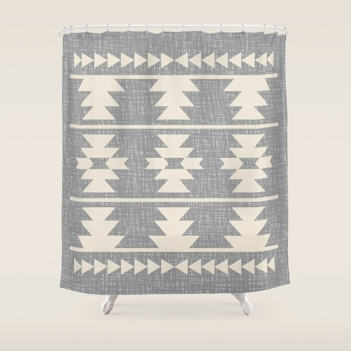 Southwestern Pattern 131 Gray and Beige Shower Curtain Gallery Image 1