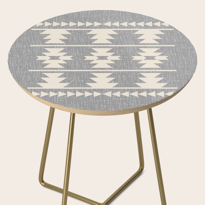 Southwestern Pattern 131 Gray and Beige Side Table Gallery Image 2