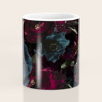 Vintage Black Dramatic Glamour Autumn Romanticism: Maximalism Moody Florals - Grand Millennial Burgundy And Teal Peonies Bouquets,  Nostalgic Gothic Mystic Night Flowers Coffee Mug Gallery Image 4