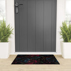 Vintage Black Dramatic Glamour Autumn Romanticism: Maximalism Moody Florals - Grand Millennial Burgundy And Teal Peonies Bouquets,  Nostalgic Gothic Mystic Night Flowers Welcome Mat Gallery Image 3