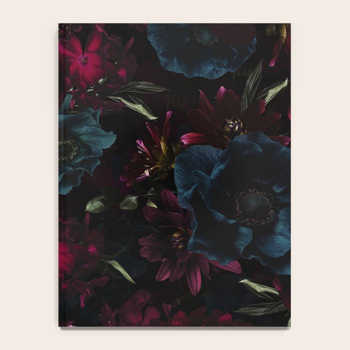 Vintage Black Dramatic Glamour Autumn Romanticism: Maximalism Moody Florals - Grand Millennial Burgundy And Teal Peonies Bouquets,  Nostalgic Gothic Mystic Night Flowers Notebook Gallery Image 4
