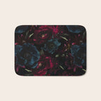 Vintage Black Dramatic Glamour Autumn Romanticism: Maximalism Moody Florals - Grand Millennial Burgundy And Teal Peonies Bouquets,  Nostalgic Gothic Mystic Night Flowers Bath Mat Gallery Image 1