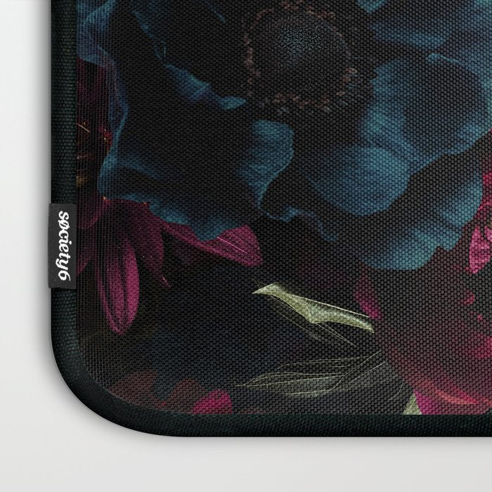 Vintage Black Dramatic Glamour Autumn Romanticism: Maximalism Moody Florals - Grand Millennial Burgundy And Teal Peonies Bouquets,  Nostalgic Gothic Mystic Night Flowers Laptop Sleeve Gallery Image 3